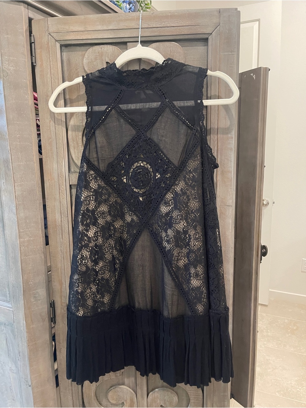 Anthropologie Black Lace Mini Dress